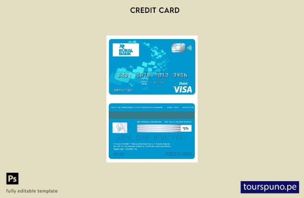 lista para imprimir plantilla de tarjeta visa de banco rural de Australia